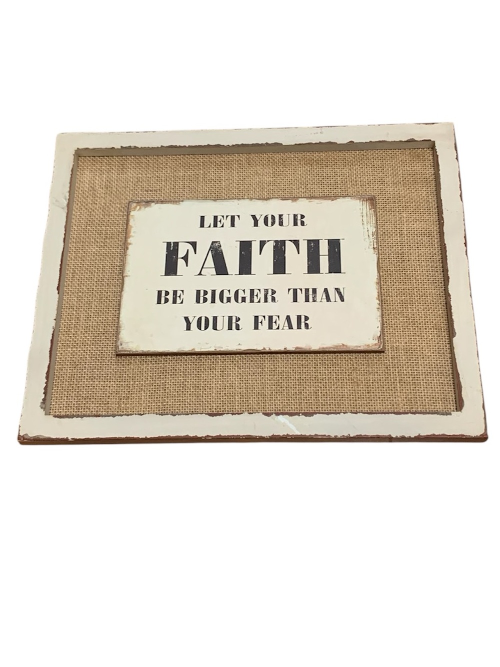 White and Burlap Faith Wall Plaque